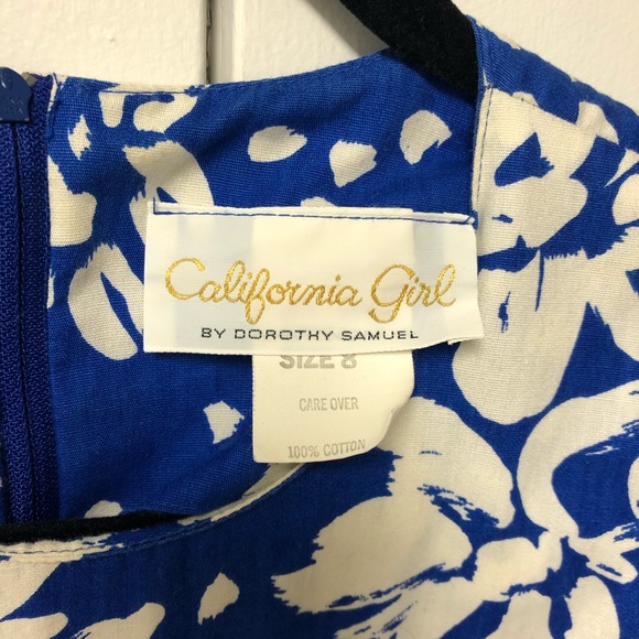 VINTAGE 40’s/50’s/60’s/70’s/80’s dress, blue&white - Picture 5 of 16